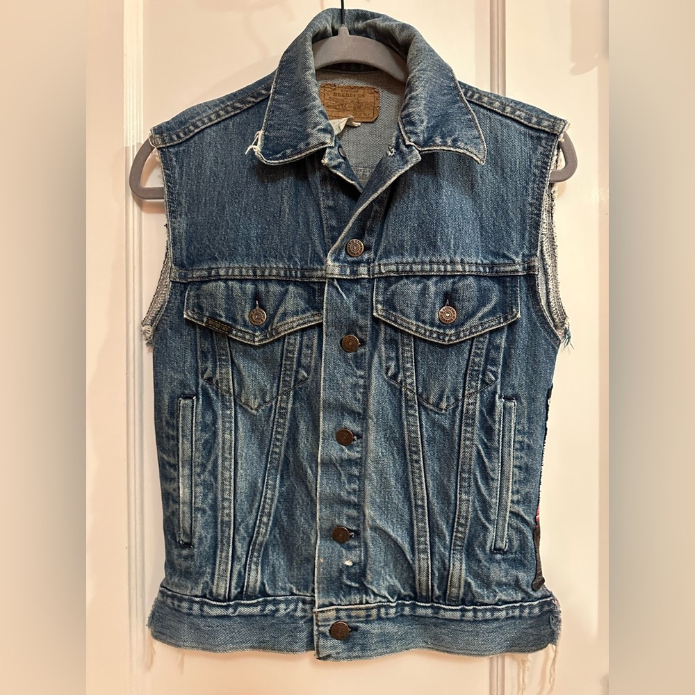 Custom 1994 Guns N' Roses Stacked Skulls denim vest sz S *VINTAGE ONE OF A KIND* - Picture 2 of 12